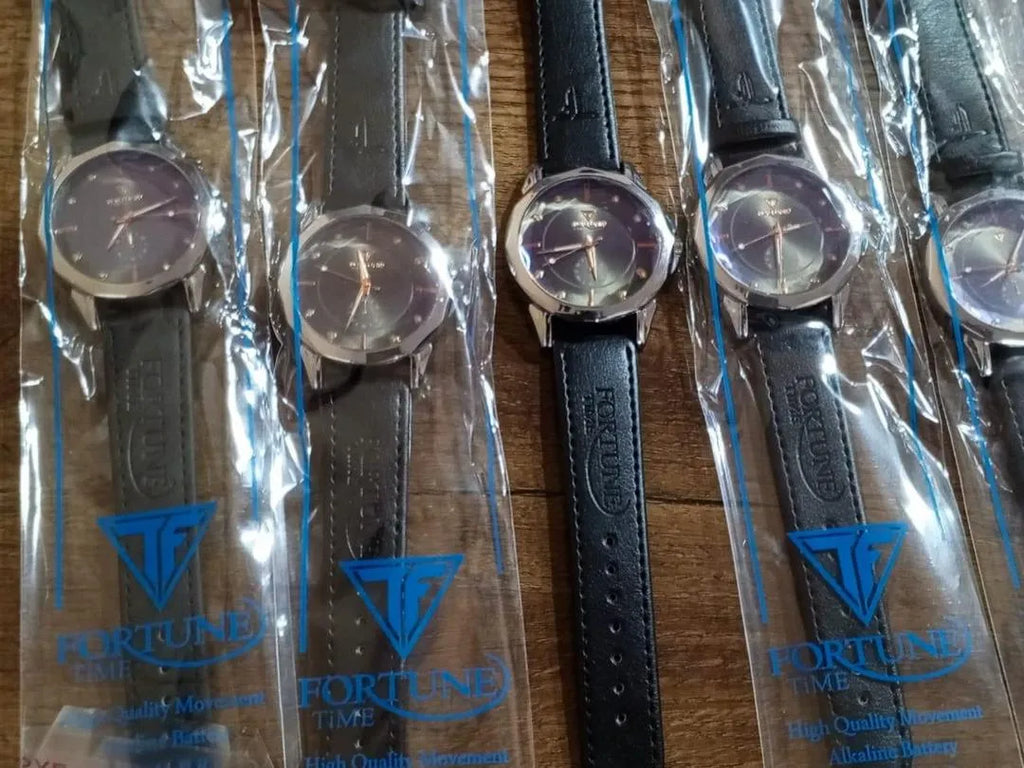 Men's Black Leather Strap Watch with Box
