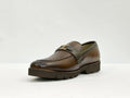 Men Brown Leather Semi-Formal Loafers with Buckle