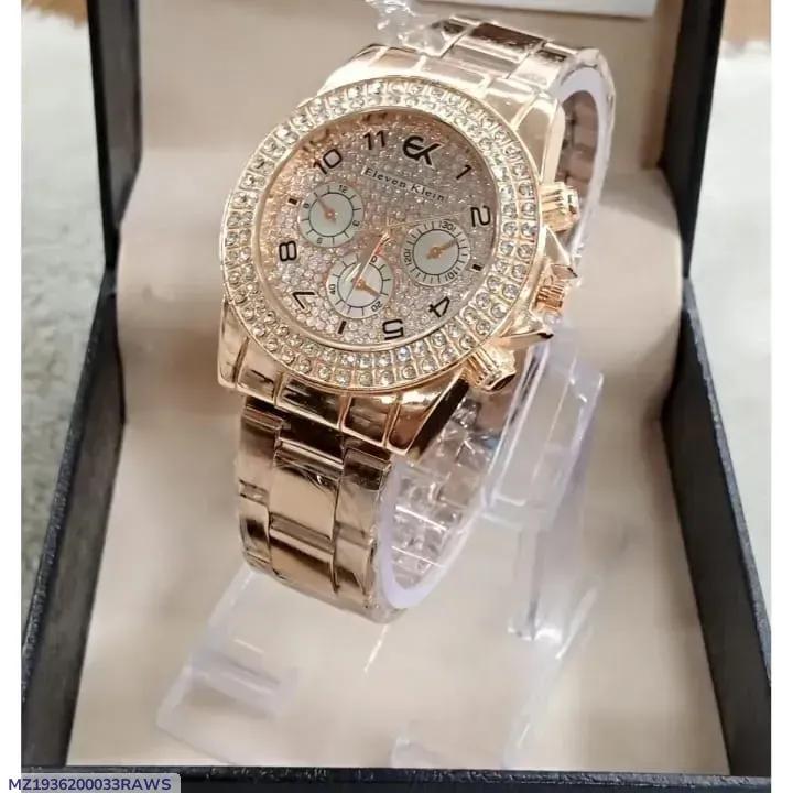 Rose Gold Crystal Women's Watch with Chain Strap