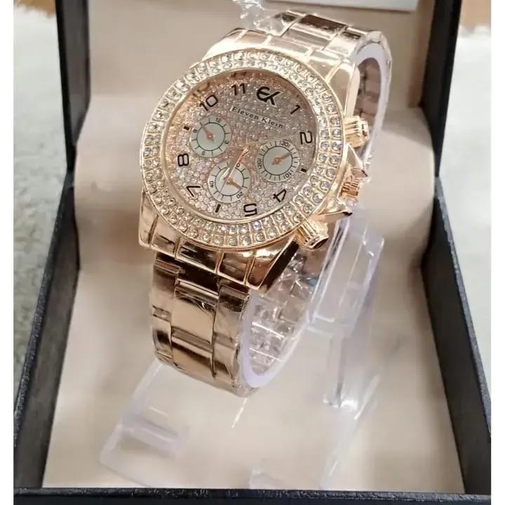 Rose Gold Crystal Women's Watch with Chain Strap