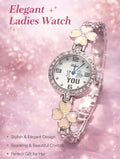 Elegant Ladies Watch with Crystal Flower Strap