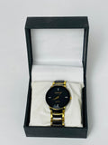 Men's Black Gold Stainless Steel Analogue Watch