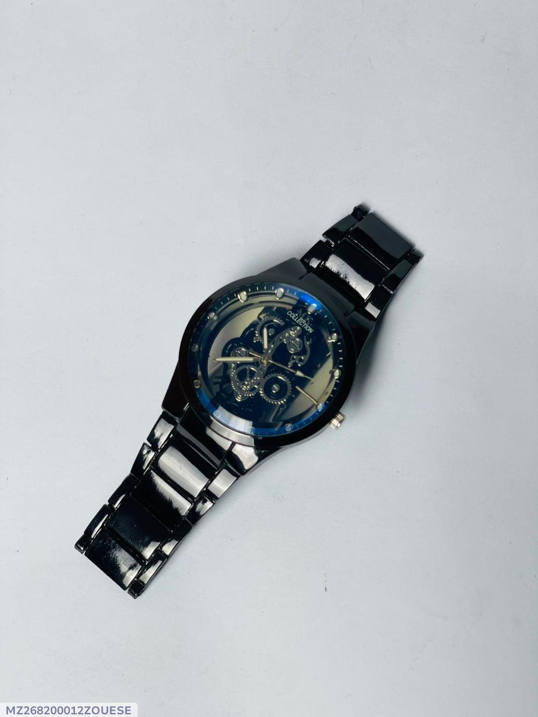Men's Black Stainless Steel Analogue Watch