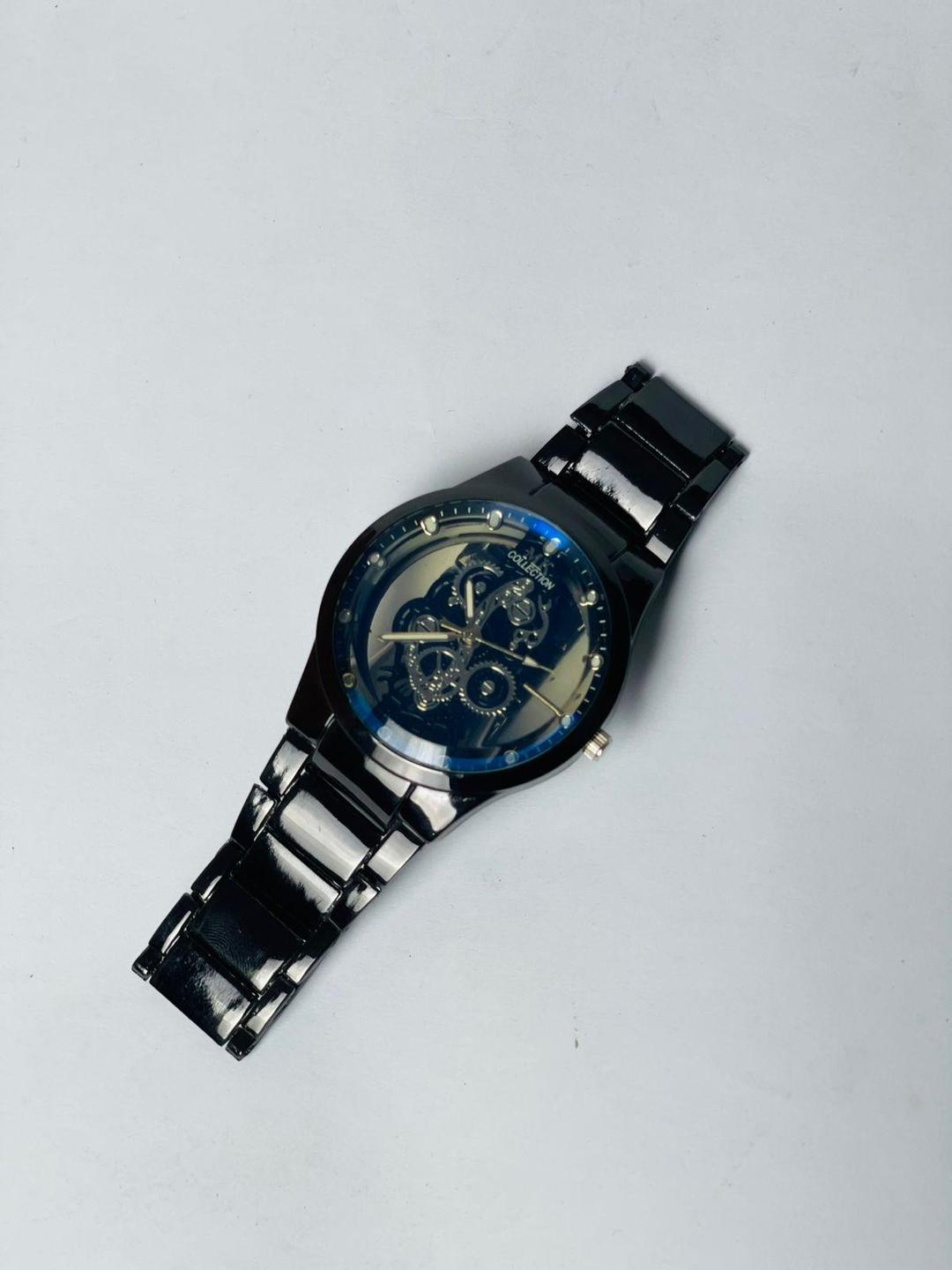 Men's Black Stainless Steel Analogue Watch