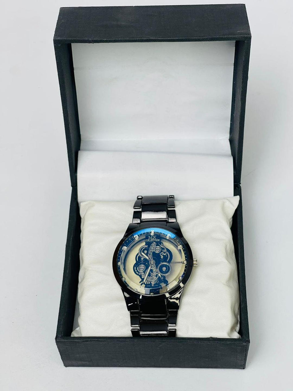 Men's Black Stainless Steel Analogue Watch