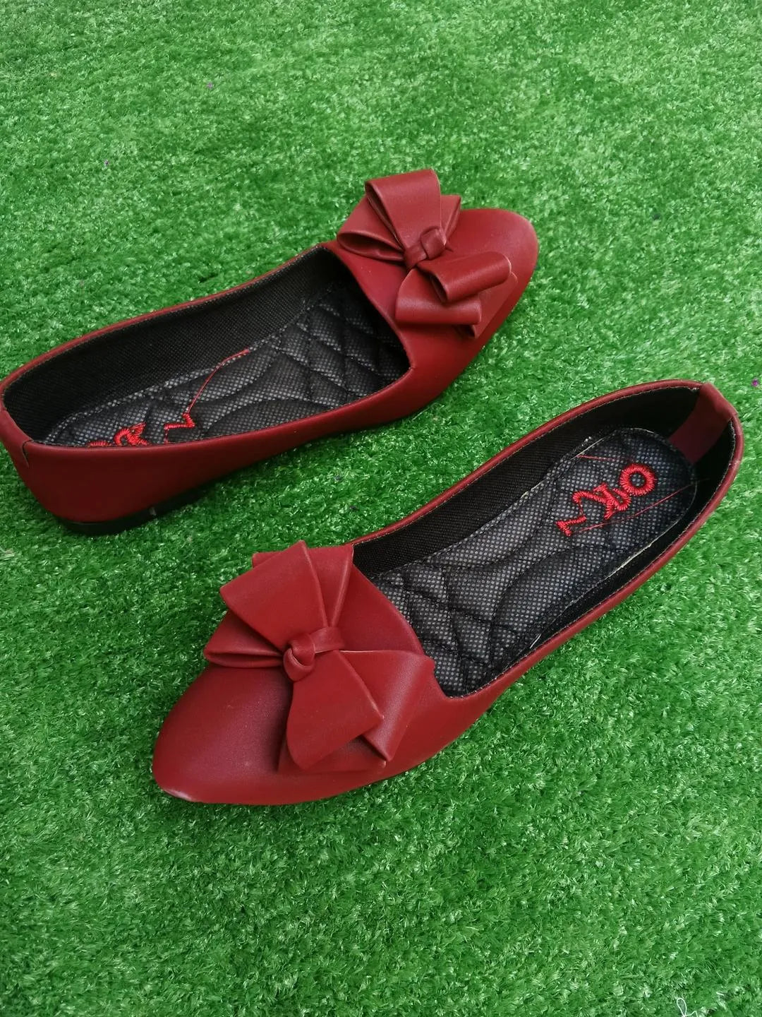 Maroon Satin Bow Pumps Women Formal Casual