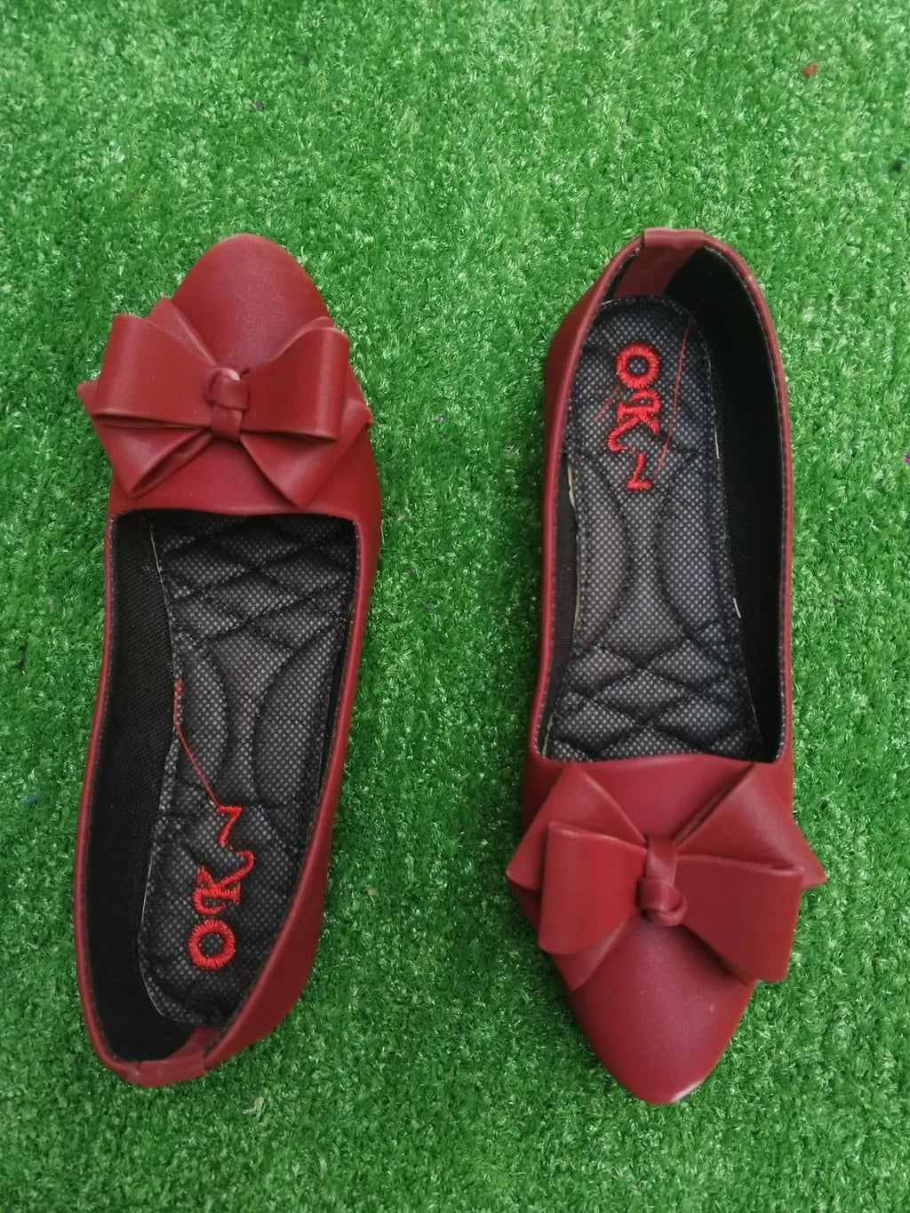 Maroon Satin Bow Pumps Women Formal Casual