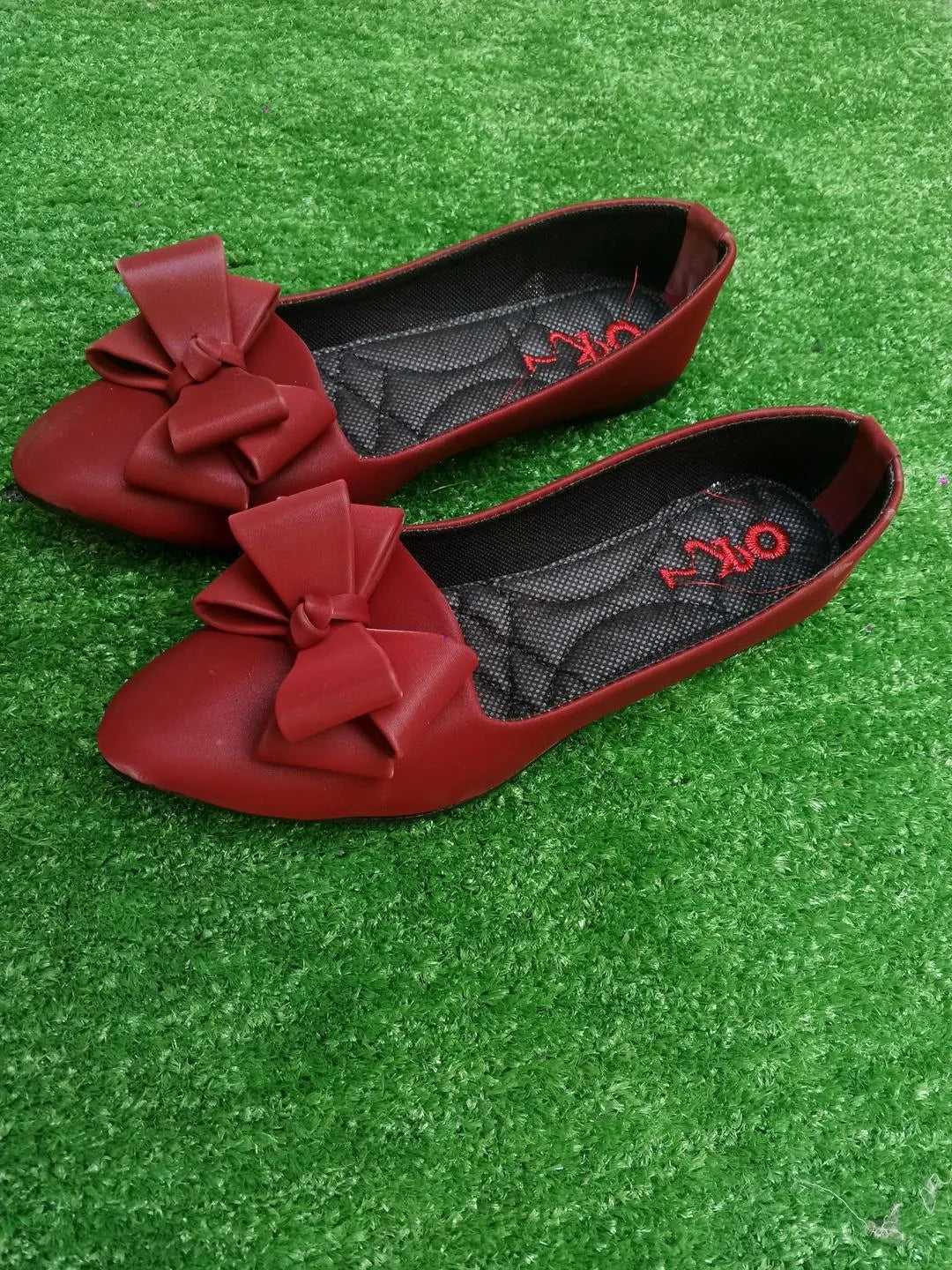 Maroon Satin Bow Pumps Women Formal Casual