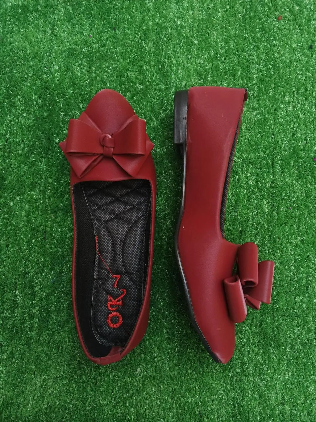 Maroon Satin Bow Pumps Women Formal Casual