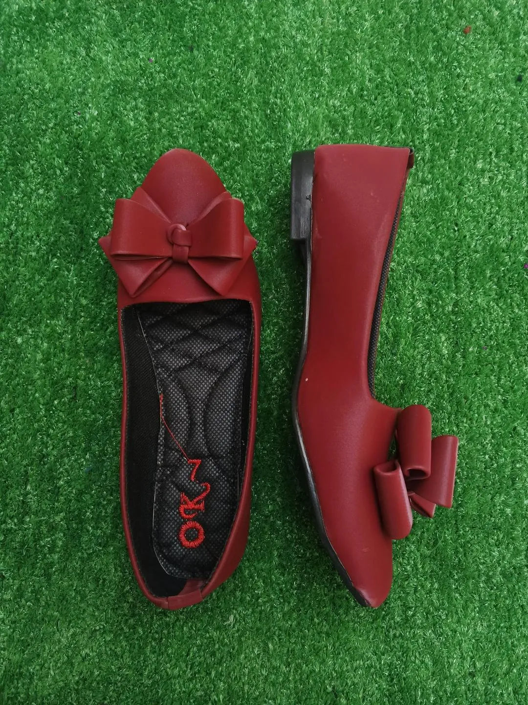 Maroon Satin Bow Pumps Women Formal Casual