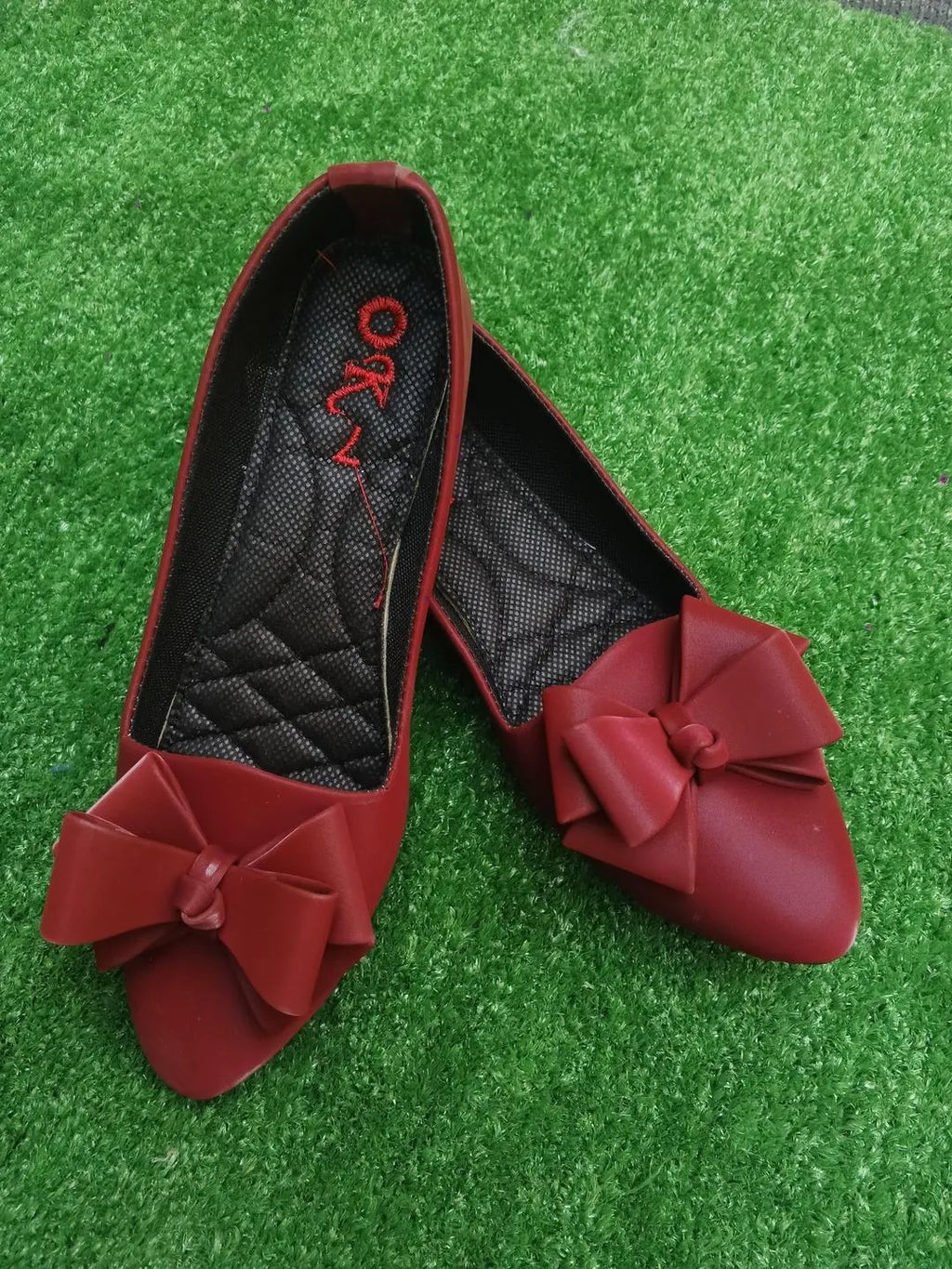 Maroon Satin Bow Pumps Women Formal Casual