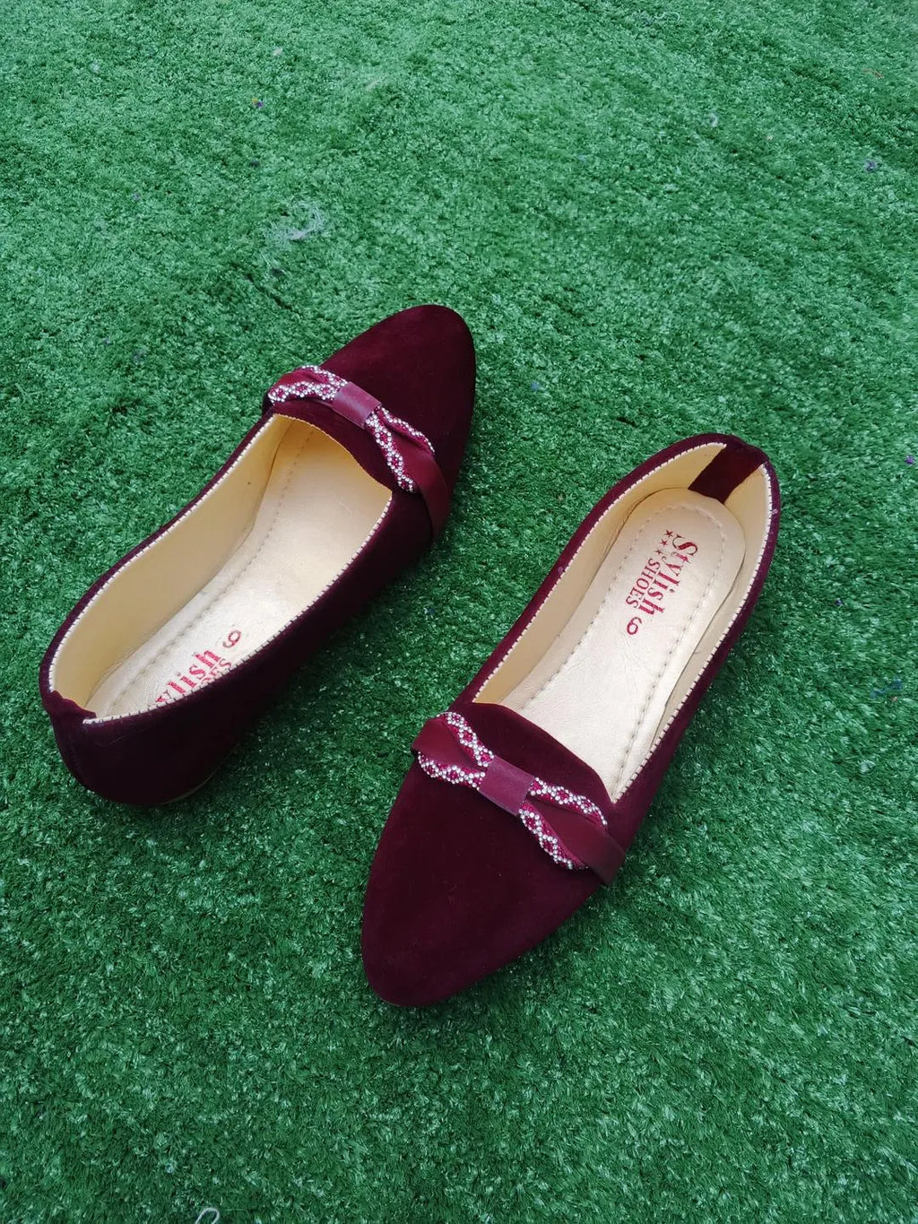 Maroon Velvet Bow Pumps Women Formal Casual