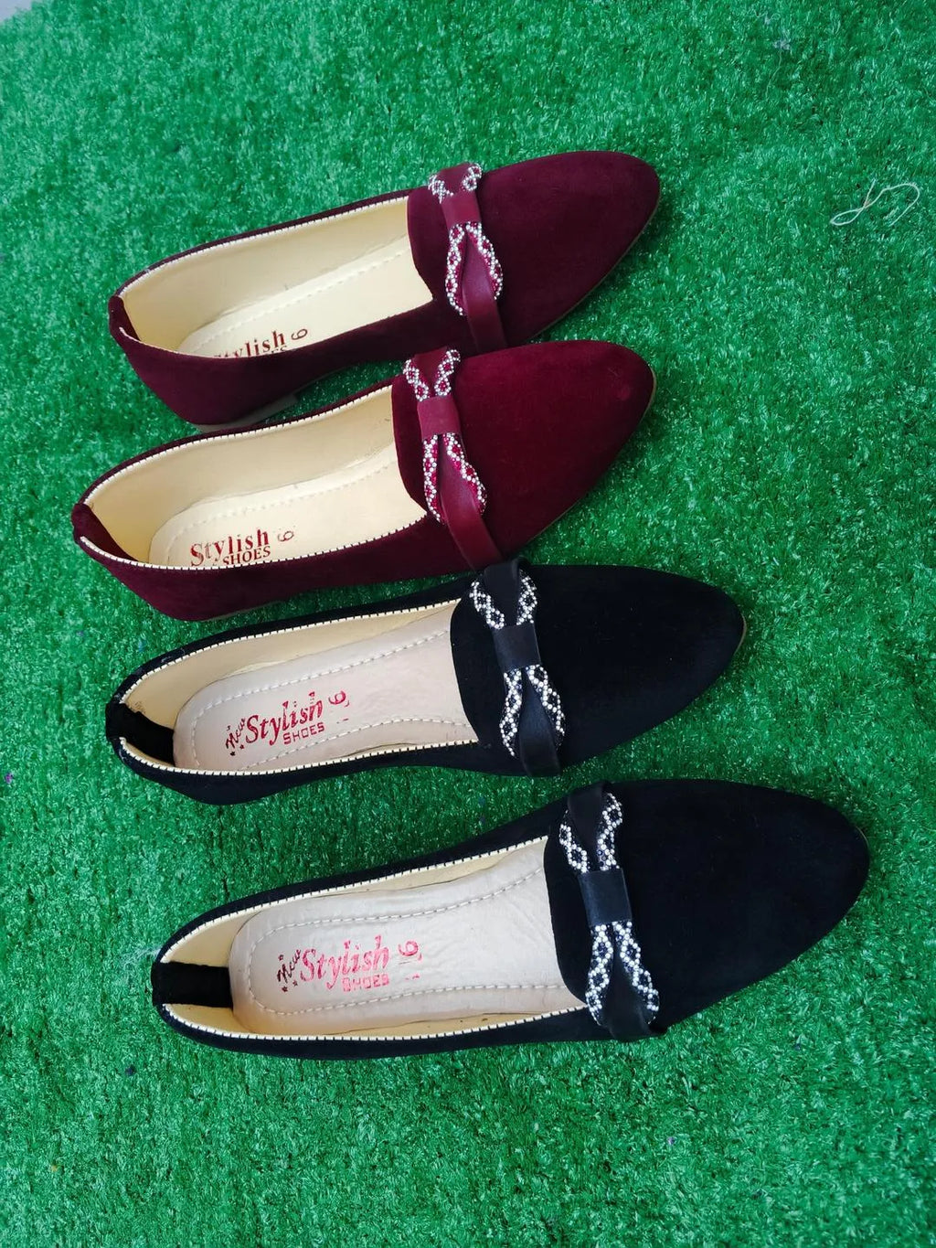 Maroon Velvet Bow Pumps Women Formal Casual