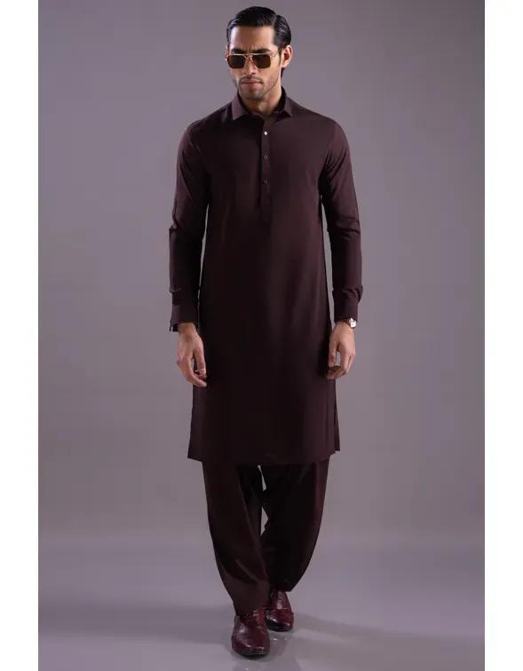Men's Maroon Wash & Wear Plain Suit All Season