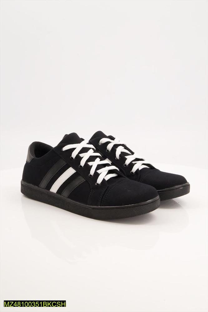 Black Camel Stripes Sneakers Men Casual Black White