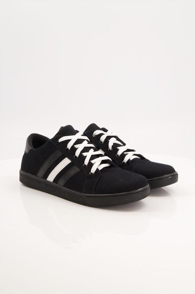 Black Camel Stripes Sneakers Men Casual Black White