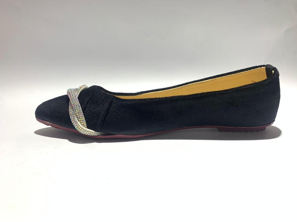 Women Velvet Rhinestone Pumps Black Casual Party Wear