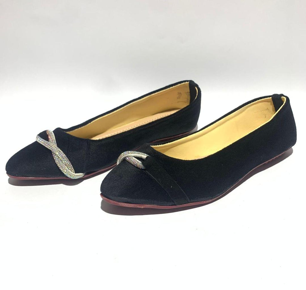 Women Velvet Rhinestone Pumps Black Casual Party Wear