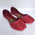 Women's Maroon Beaded Khussa Flat Shoes