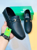 Men's Black Rexine Loafers Lightweight Comfortable Casual Shoes