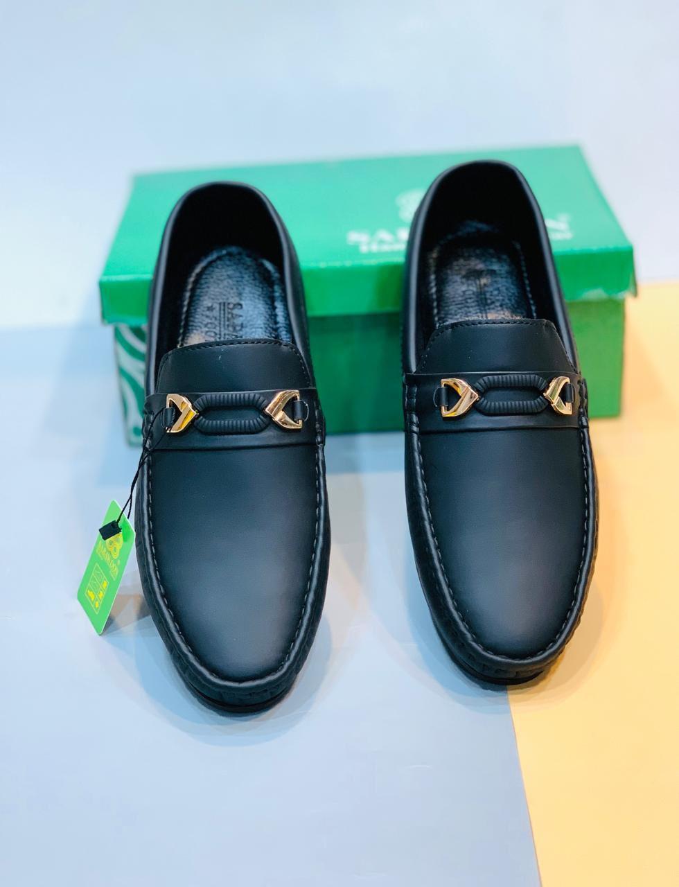 Men's Black Rexine Loafers Lightweight Comfortable Casual Shoes