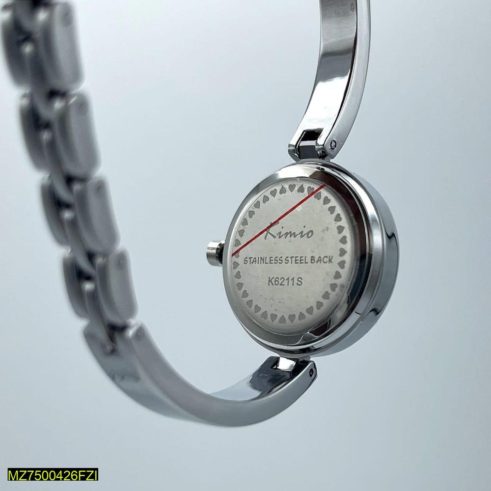 Women Stainless Steel Analog Watch Round Dial Daily Wear