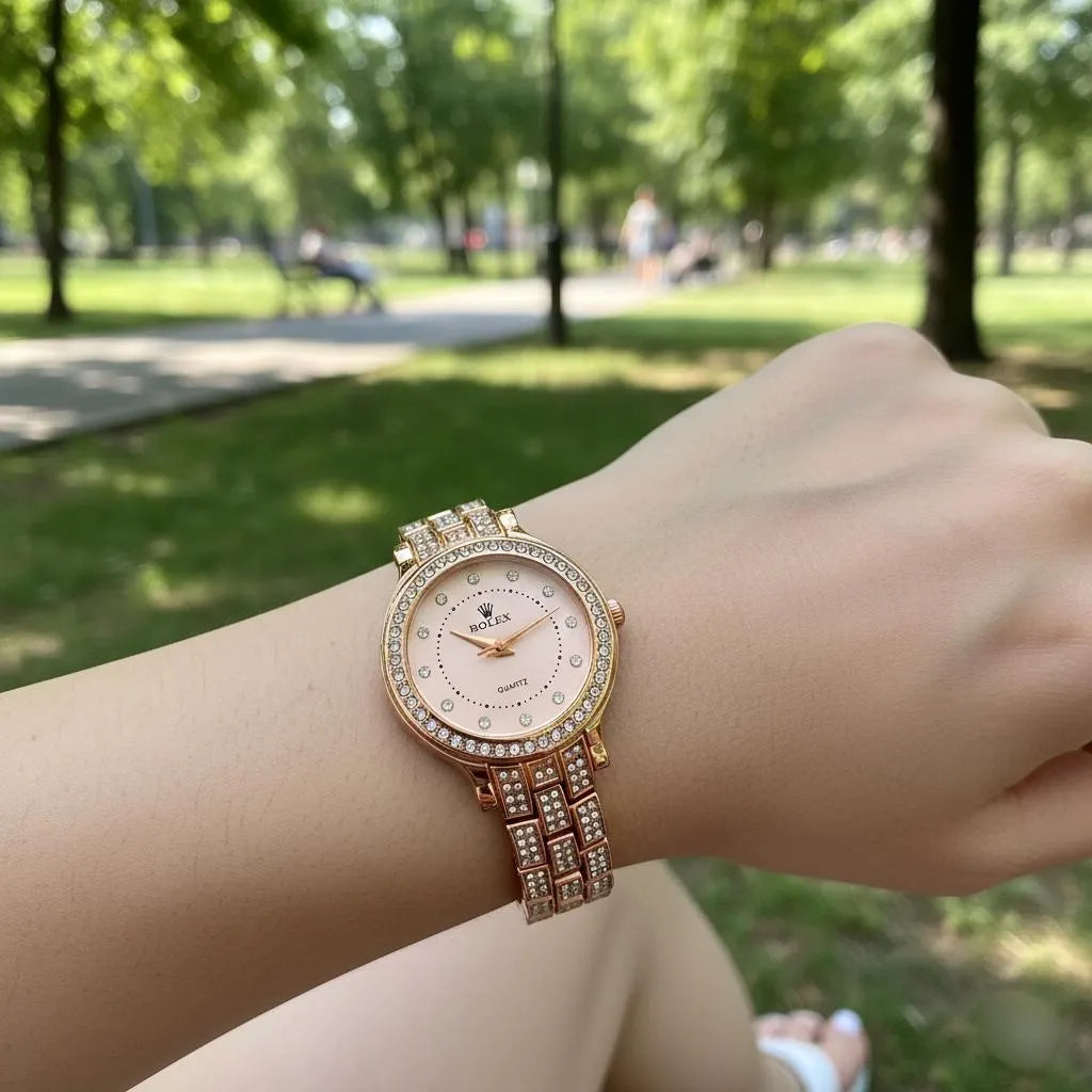 Rose Gold Crystal Ladies Quartz Watch