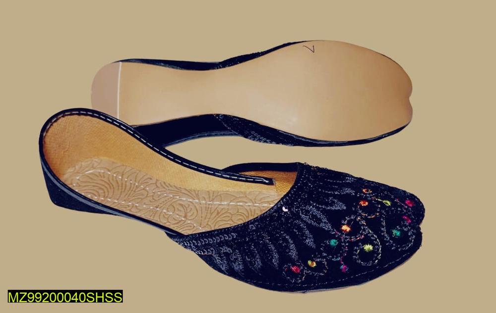 Women's Velvet Embroidered Khussa Flat Shoes